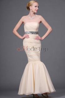 Trägerloser Chiffon ärmelloses Abendkleid - Mode-top