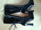 Sexy Lack Plateau Stiefel High Heels schwarz kniehoch 37 - 37 5